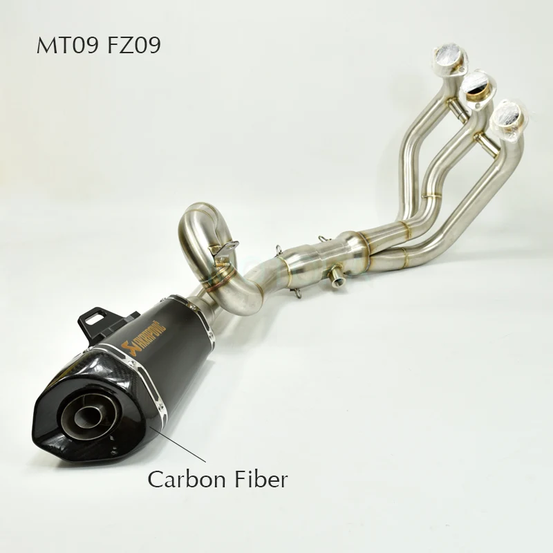 MT09 FZ09 мотоцикл Akrapovic выхлопная система углеродное волокно наконечник Универсальный 51 мм Глушитель и средняя Соединительная труба