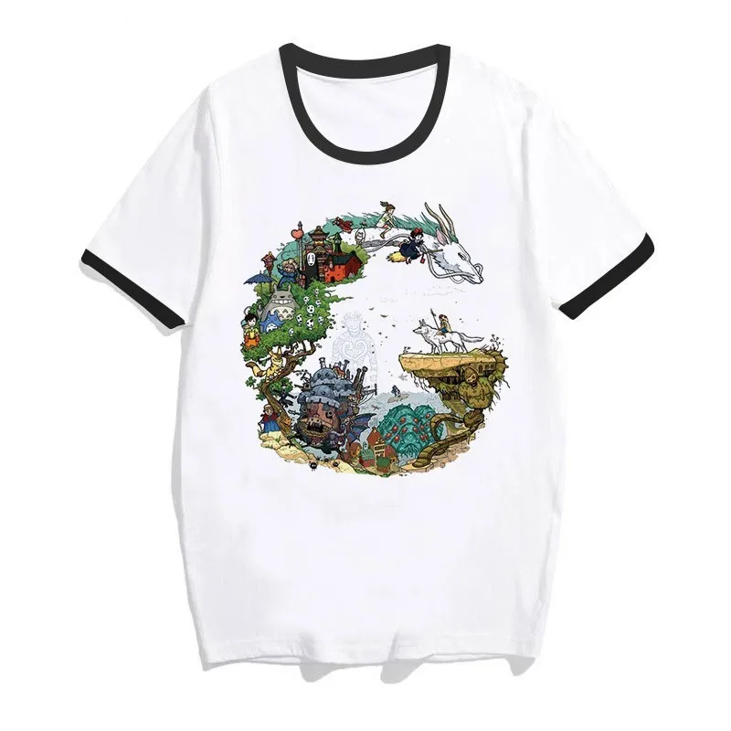 Мужская футболка Totoro Studio Ghibli Хаяо Миядзаки, аниме «дух», футболка для мужчин и женщин, японское аниме, одежда с героями мультфильмов, летняя футболка