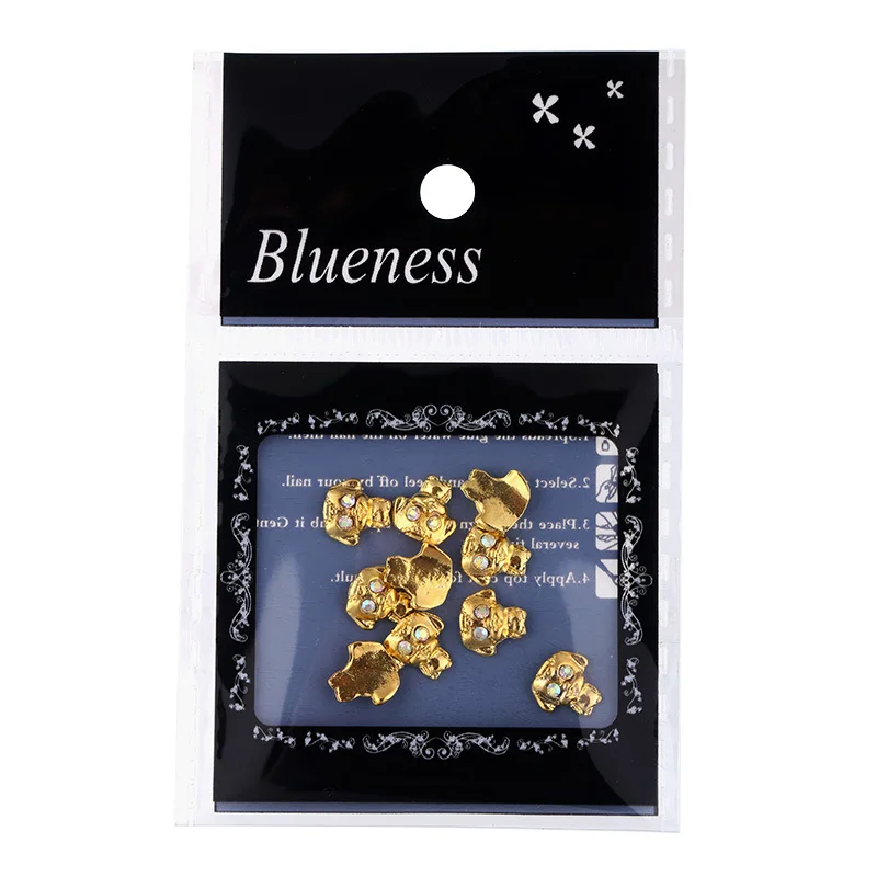 Blueness 10 шт./лот 3D Стразы для ногтей Золотая милая собака дизайн УФ гель украшения