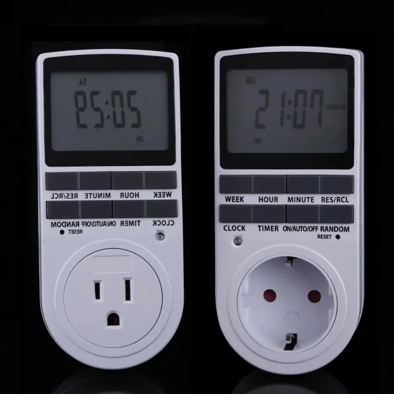 

Portable Plug in Digital Timer 24h 7day Week Timer LCD Display Timing for Indoor Lights/TV/PC/Fans/Kitchen US/EU Plug