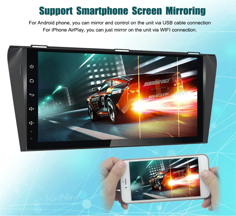 Clearance KiriNavi Android 7.1 Car DVD Player For Mazda 3 Navigation System Car Radio Stereo Audio Multimedia Player WIFI RDS 4G 3