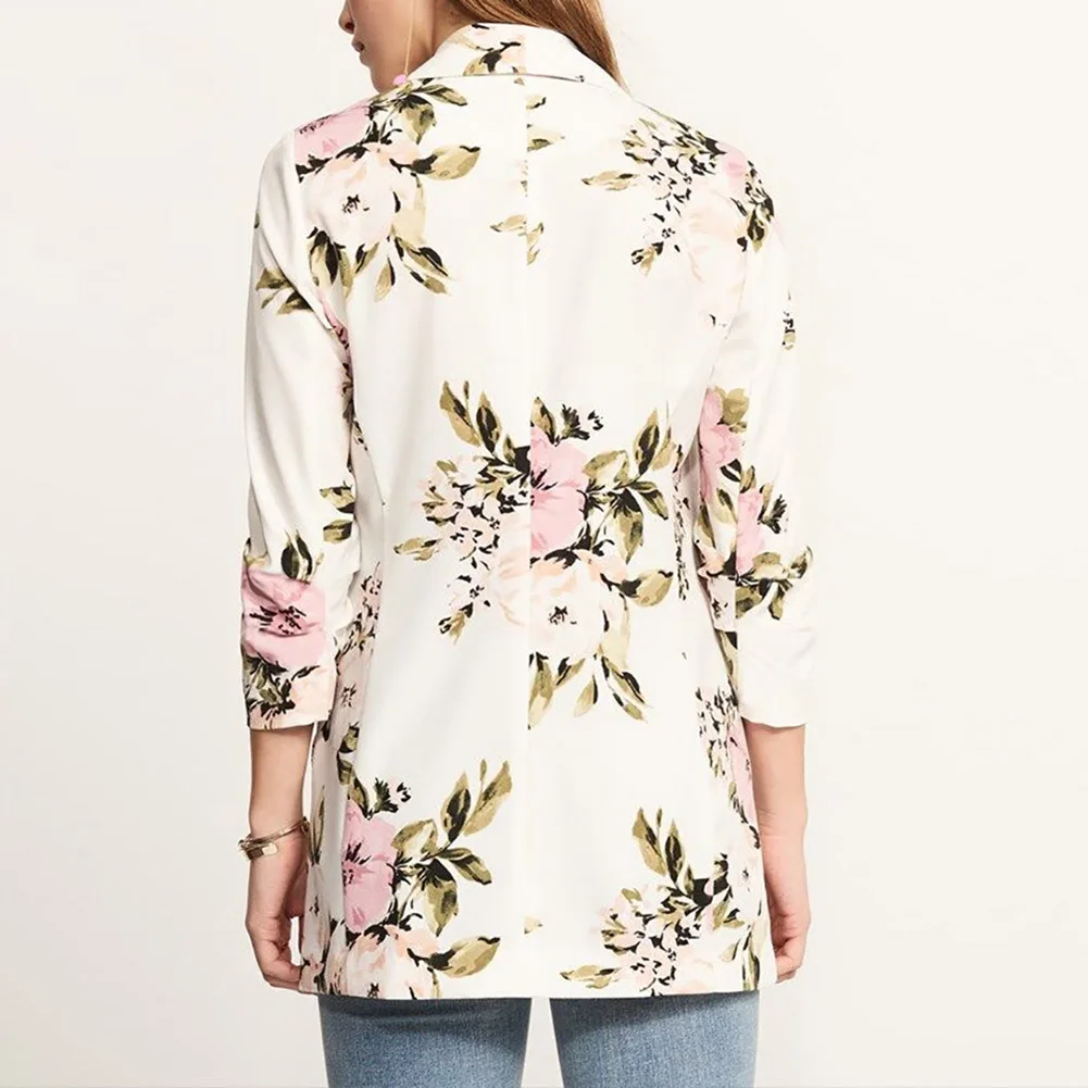 Women Blazer Suit 2018 New Fashion Chic Ol Size Plus Floral Printed Business Coat Office Lady Long Sleeve Office Jacket Outwear