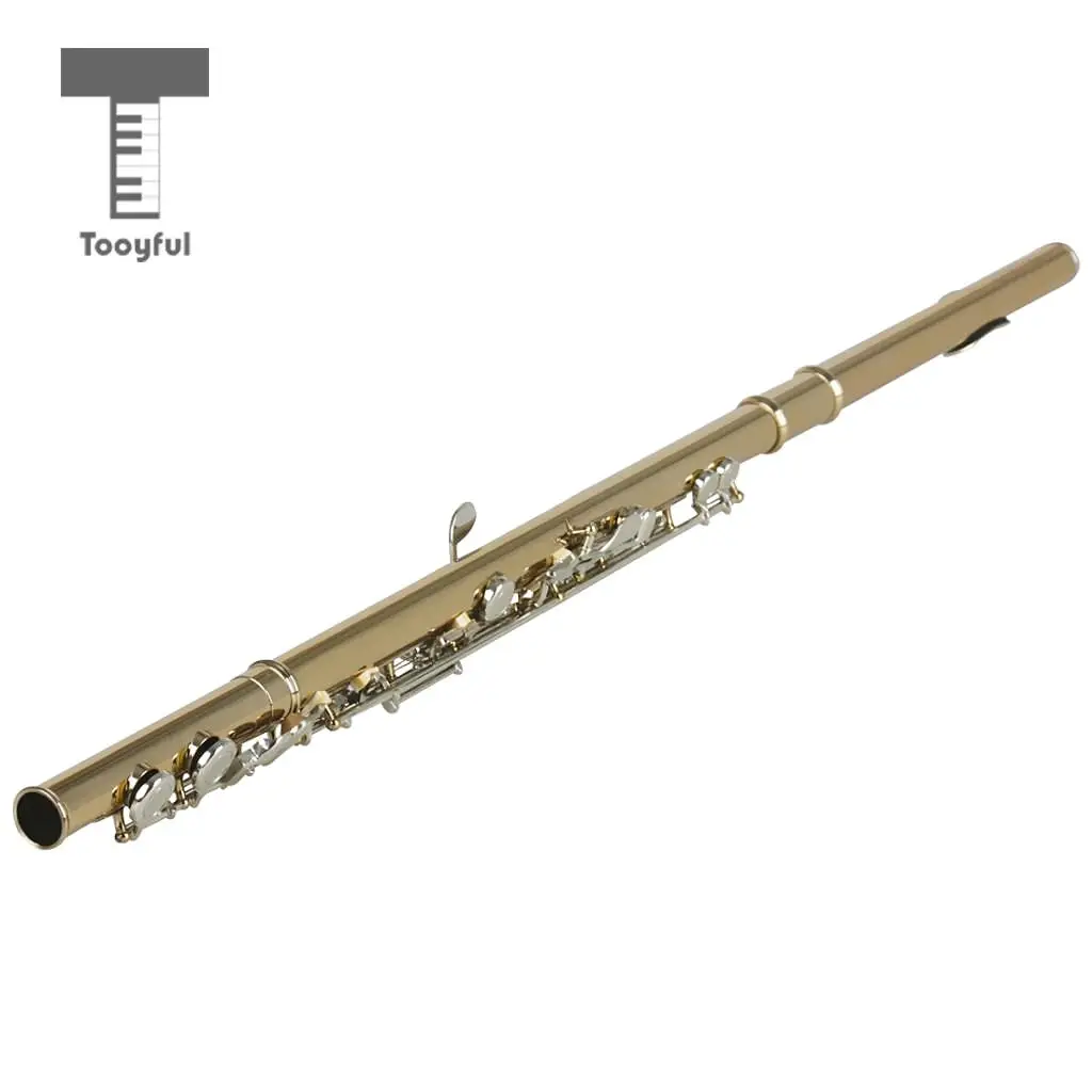 

SLADE 16 Closed Hole 17 Key Gold C Flute Set with Silver Key for Music Lovers