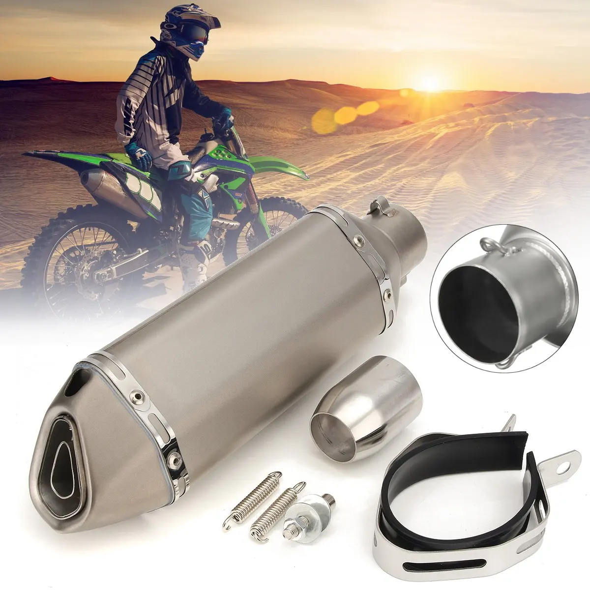 

Motorcycle Motorbke Stainless Steel Exhaust Muffler Slip on Street Bike Racing Motorcycle Scooter Titanium Surface 38-51 mm