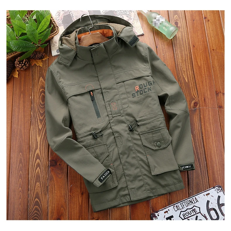 

Easy Medium length fund Jupiter shield Multiple pockets Outdoor recreation Spring Pizex Man Loose coat