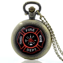 IBEINA США пожарный тема Полный Охотник кварцевые гравированные Fob ретро кулон карманные часы цепь подарок