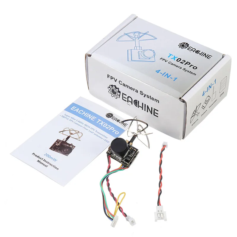 Eachine TX02Pro с Smartaudio OSD AIO 5,8G 40CH 200mW VTX 700TVL 1/4 Cmos FPV камера NTSC