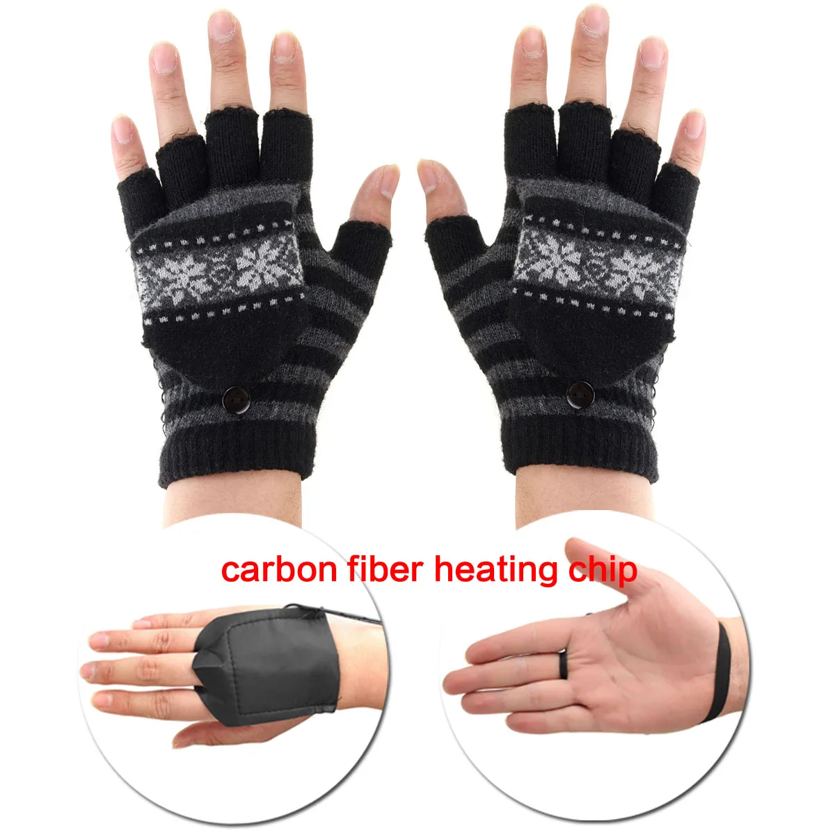 

Electric USB Heated Gloves + Heating Pad Touchs Screen Winter Wool Knitting Thermal Warm Gloves Men Women for Outdoor Sport