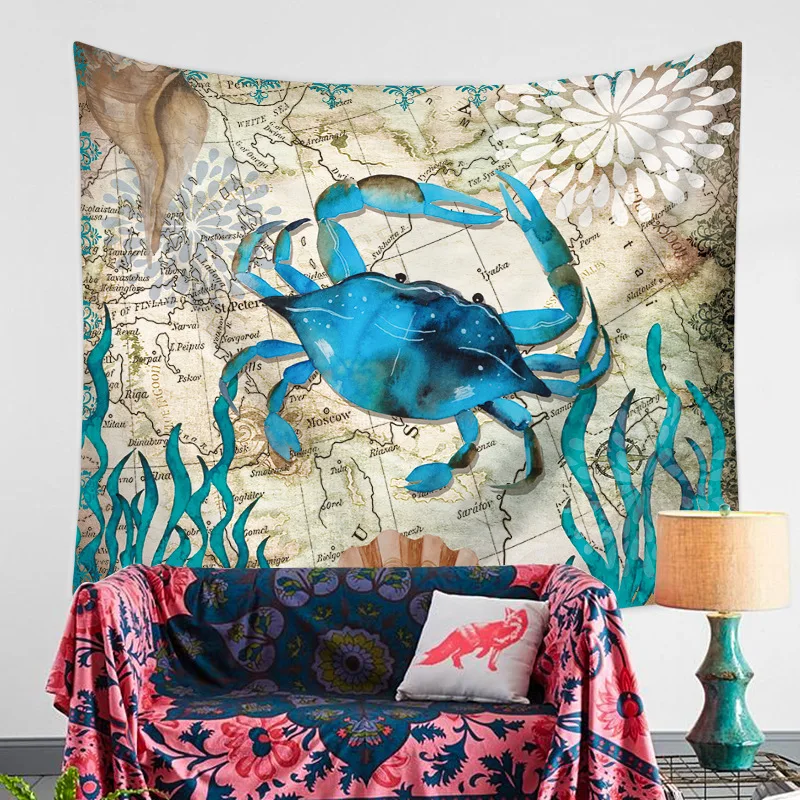 

Sea Turtle Nautical Sea Creatures Ocean Tortoise Marine Bohemian Tapestry Wall Hanging Cloth Tapestries Dorm Decor Art Backdrop