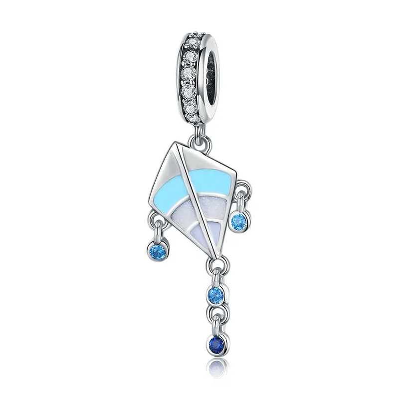 

MOWIMO Lovely 925 Sterling Silver Summer Kite Blue Bead Charm Fit Original Pandora Bracelets & Bangle Pendant Jewelry BKC937