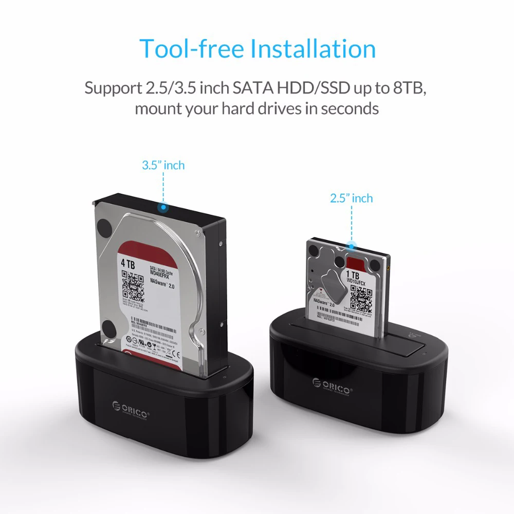 Док-станция Orico Hdd 5 Гбит/с, супер скоростная док-станция для жесткого диска Usb 3,0 на Sata для жесткого диска размером 3,5 дюйма