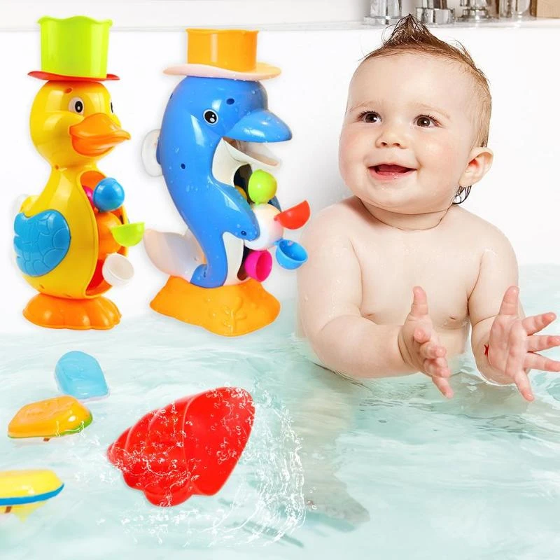 Enfants Douche Bain Jouets Mignon Canard Roue A Eau Dauphin Jouets Bebe Robinet De Bain Dessin Anime Animal Roue A Eau Bebe Robinet Jouet De Bain Aliexpress
