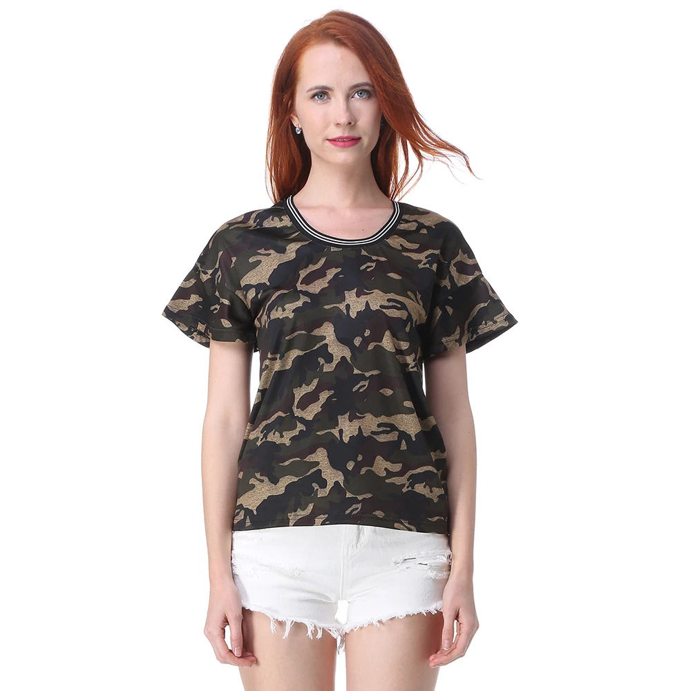 Kenancy Womens Casual camouflag Camouflage Printed T Shirt Summer Tops