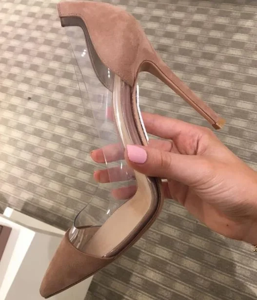 nude pvc heels