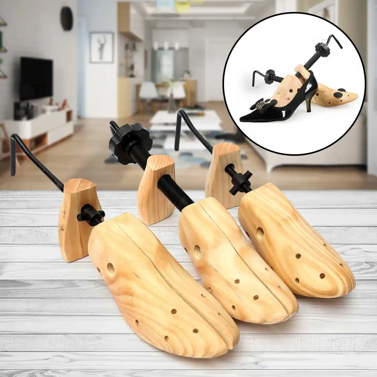 

1 Piece Shoe Stretcher Wooden Shoes Tree Shaper Rack,Wood Adjustable Flats Pumps Boots Expander Trees Man Women S/M/L