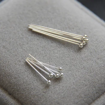 

925 sterling silver ball pin silver ball Bead needle 30pcs 0.4*25mm diy accessories