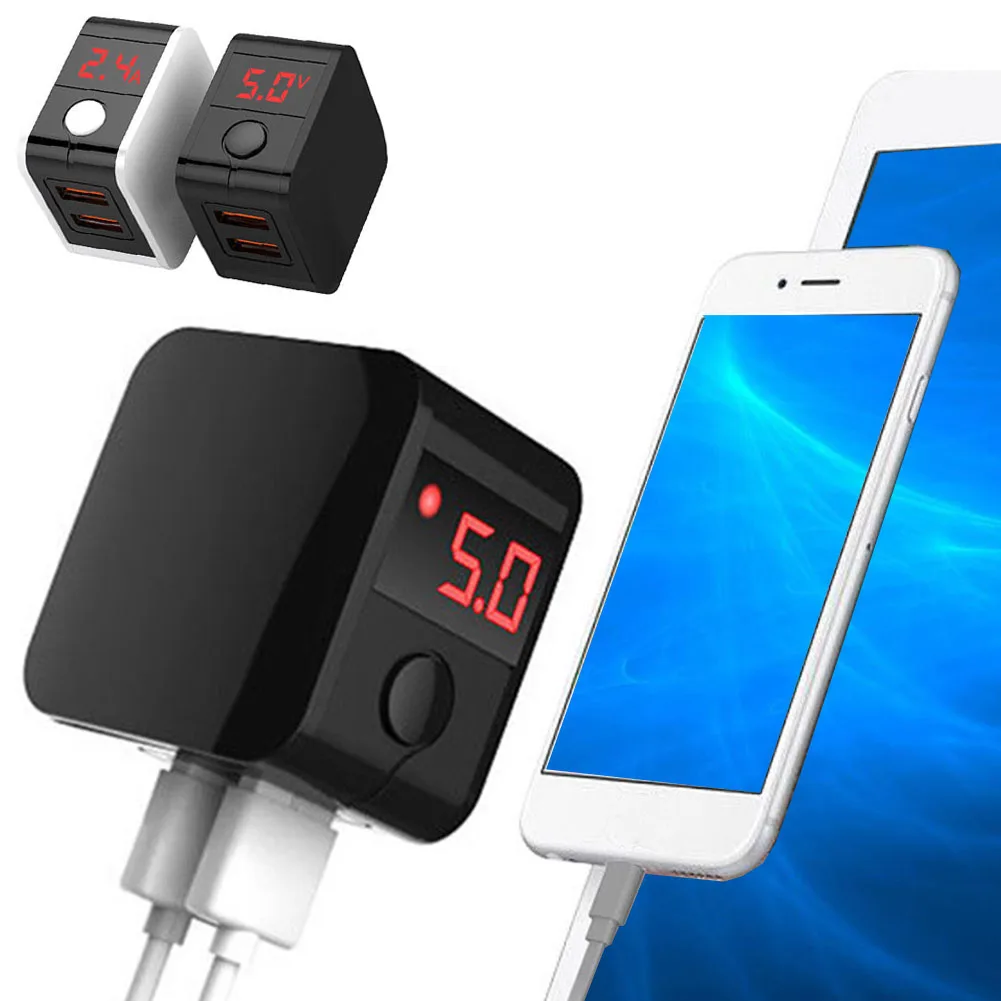 Быстрая зарядка двойной USB Умный складной Цифровое Зарядное устройство