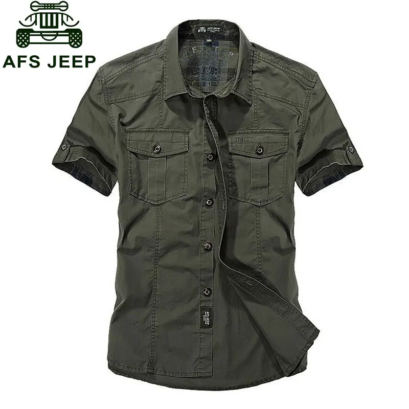 

Plus Size Shirt 3xl 2017 NEW Summer Mens Solid Color Dress Shirts Cargo Cotton Short Sleeve Camisas Hombre Marca CLOTHES 1391