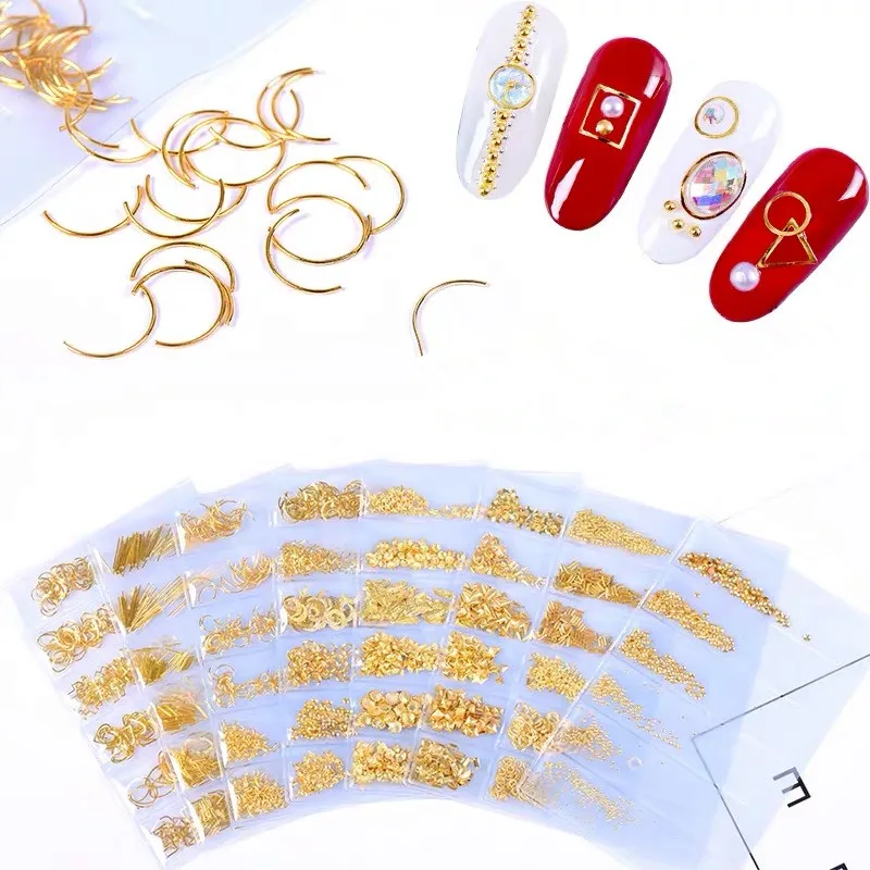 

1 Pack Mixed Nail Art Metal Frame 3D Hollow Gold Silver Charms Nail Supplies Manicure Nails Accessories for Nail Art Decorations