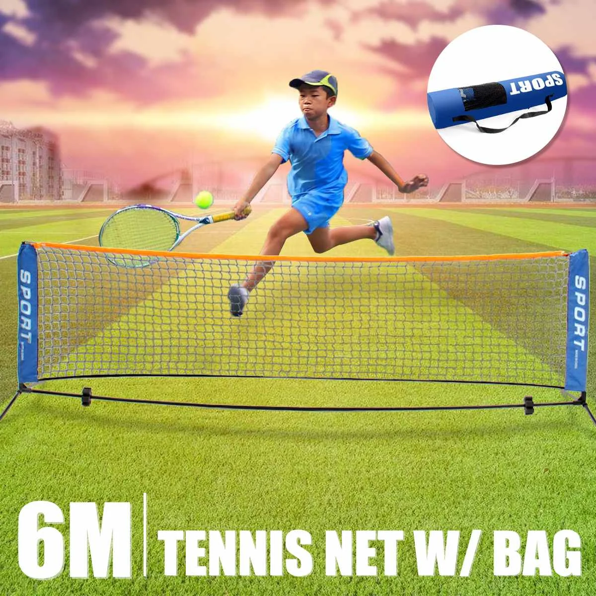 

Outdoor Tennis Net Portable 3/6 Meters Available Indoor Sports Foldable Mini Tennis Net for Kids Steel Tube + Wrought Iron