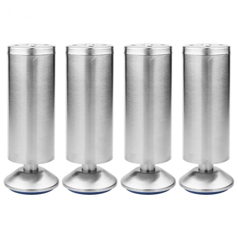 4pcs Set Height Adjustable Furniture Legs Feet Silver Stainless