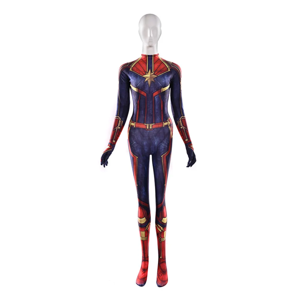

Adult Kids Women Girl Movie Captain Marvel Zentai Cosplay Bodysuit Costume Carol Danvers Avengers Jumpsuit Outfit Halloween Xmas