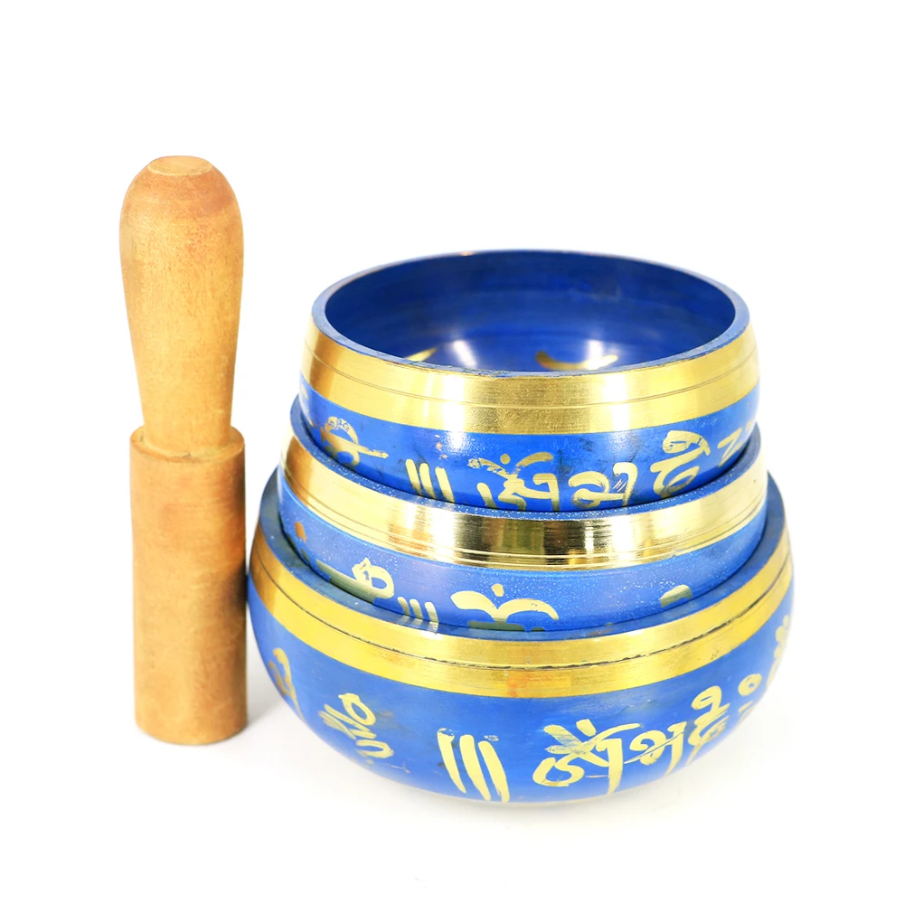 

Blue Copper Buddha Sound Bowl Yoga Tibetan Singing Bowl Religion Belief Home Decoration 175mm