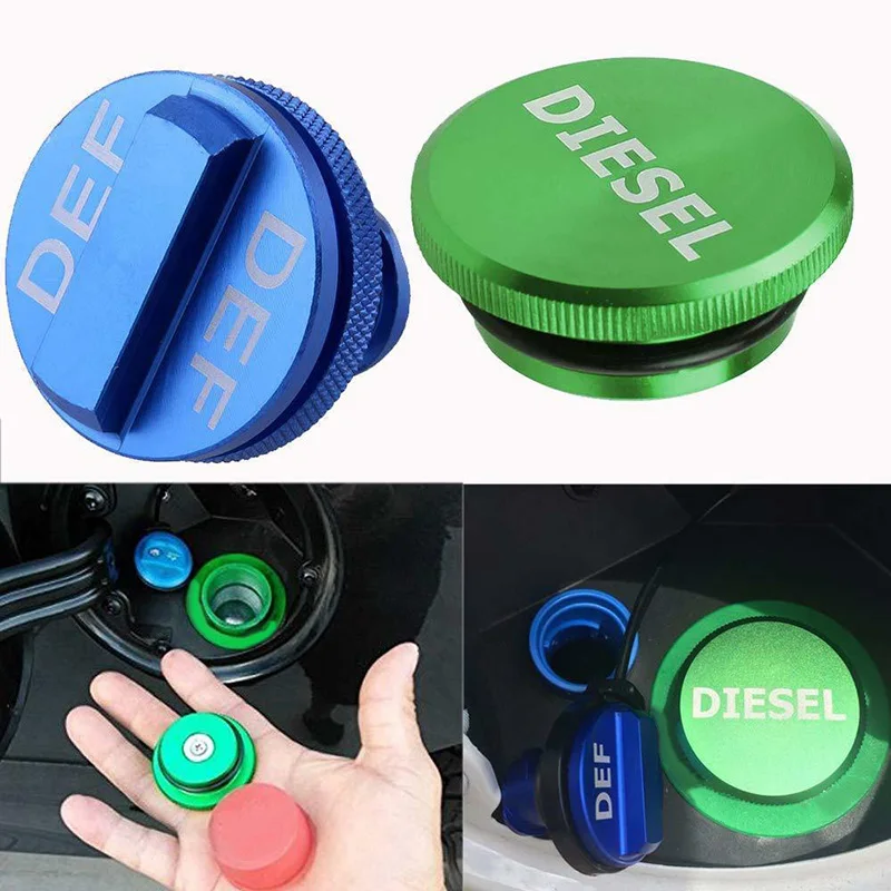 Blue + Green Fuel Cap For 2013-2018 Dodge Ram 2500 3500 Cummins Aluminum