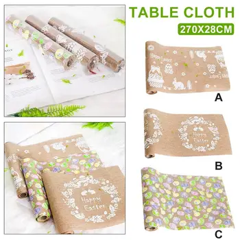 

New Easter Table Cover Tablecloth Linen-Look Beige Natur Bunny Embroidery Home Wedding Decorate Cloth Table Cover