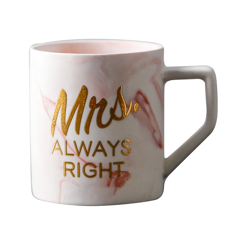 

Nordic Mr Right & Mrs Always Right Marble Mug Matt Ceramic Couple Mugs Pink Grey Perfect Gift For Mom Dad Porcelain Coffee Cup