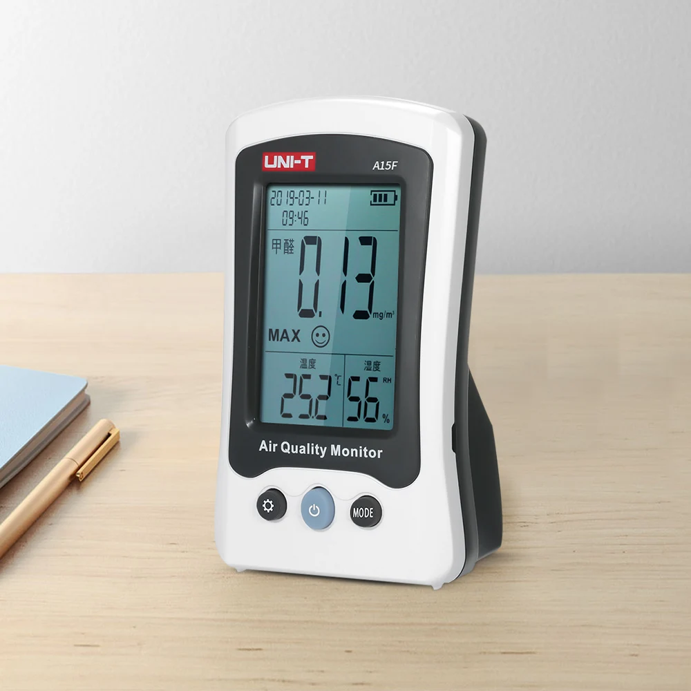 

5 In 1 Air Quality Monitor LCD Formaldehyde Tester Thermometer Humidity Meter Clock Calendar Rechargeable Hcho Detector