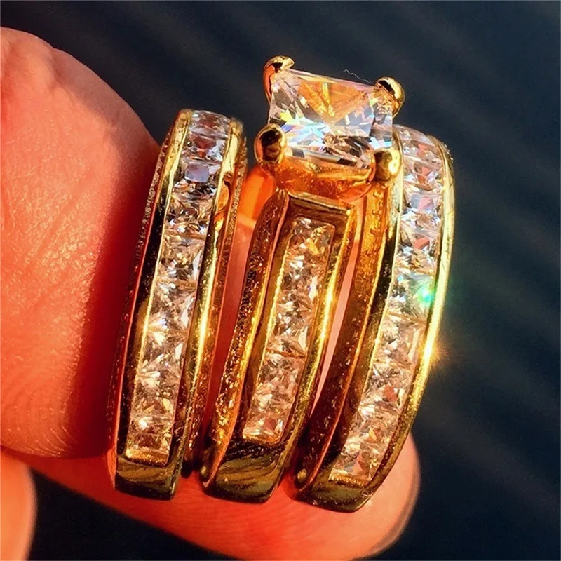 

Ring silver 925 jewelry stainless steel Zircon ring set of three Costume jewelry gold ringValentine's Emerald Cost B2449