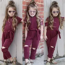 Pudcoco/комбинезоны для девочек; От 2 до 7 лет; Модный Детский комбинезон с дырками для маленьких девочек; спортивный костюм; одежда для подвижных игр