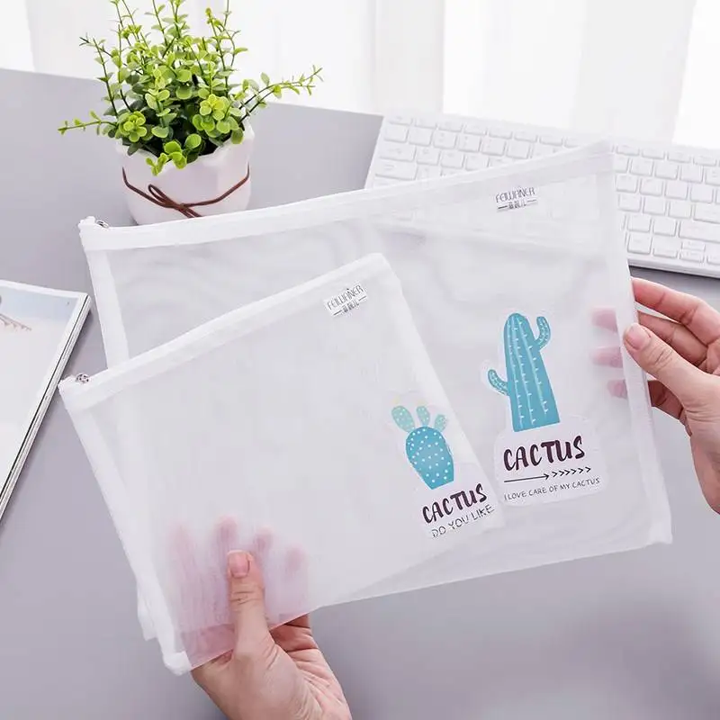 1 шт. прозрачная сетчатая папка для документов Kawaii Cactus Plant A4/A5 сумка хранения