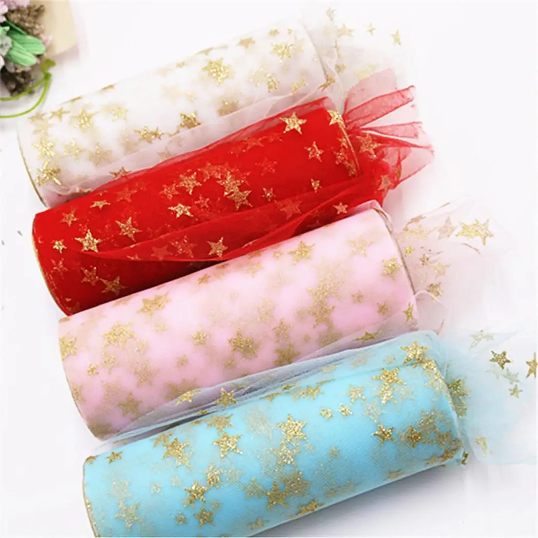 

Stars Mesh Roll Yarn Spool Mesh Tutu Skirt Wedding Decoration Tulle for Wedding Party Home Decor