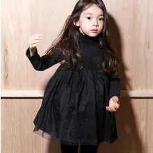 Фатиновые платья для больших девочек одежда с длинными рукавами для маленьких девочек, Размер 14, 10, 12, 8 весенне-осеннее черное детское платье для малышей платья принцессы