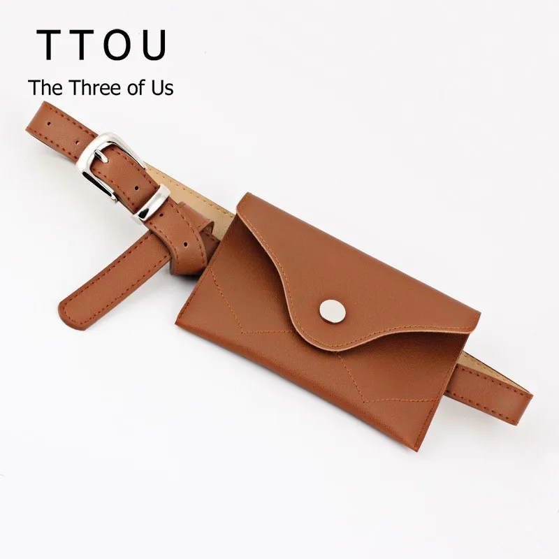 

TTOU Fashion Fanny Pack Waist Bag Women Square Belt Buckle Leather Chest Envelope Phone Pouch Bag Ladies' Waist Pack Bolosa