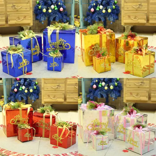 

Christmas Gift Box Large Present Wrapping Boxes Ribbon Handles Big Boxes