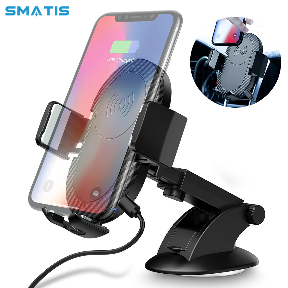 Qi Fast Car Wireless Charger for iPhone X XR XS Max 8 Plus Car Phone Holder 10W Wireless Charger for Samsung Note 9 8 S9 S8 Plus