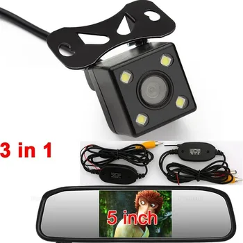 

High Resolution HD 5" Inch Car Mirror Monitor 2 AV Video Input 800*480 DC 12V~24V Car Parking Monitor European Plate Rear Camera