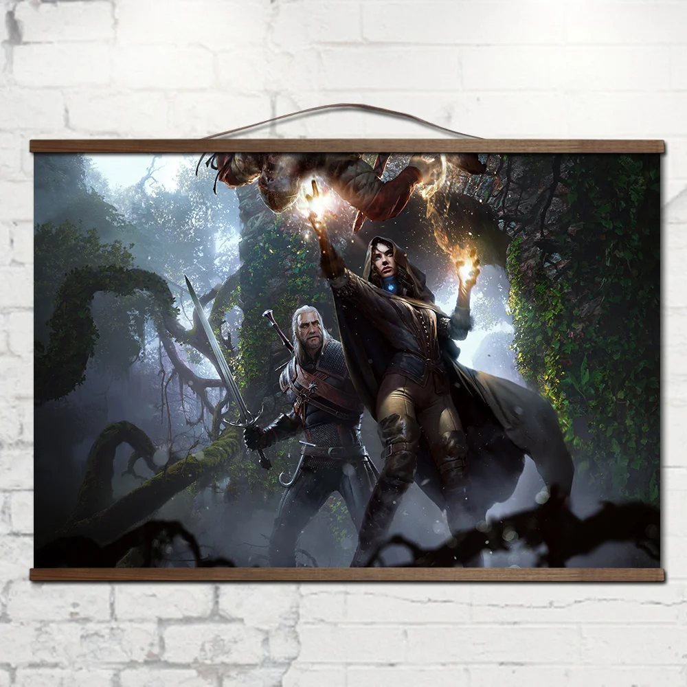 

the witcher 3 wild hunt geralt of rivia Triss posters and prints living canvas poster print hanging wood scroll painting