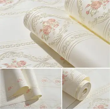 

Reelief Pastoral Pink Flowers Wallpaper Tv Background Papel De Parede 3d Mural Wall Paper Roll For Living Room Decor Bedroom