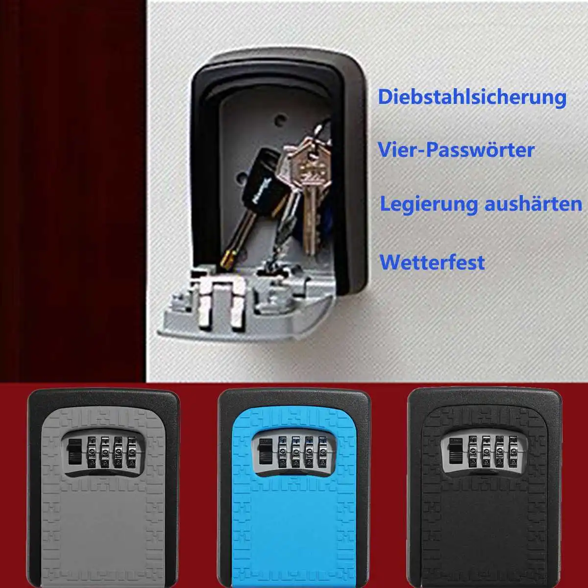 

Home Keys Car Keys Protect Password Lock Outdoor 4 Digit Key Box Password Combination Security Storage Safe Waterproof Lock Wall