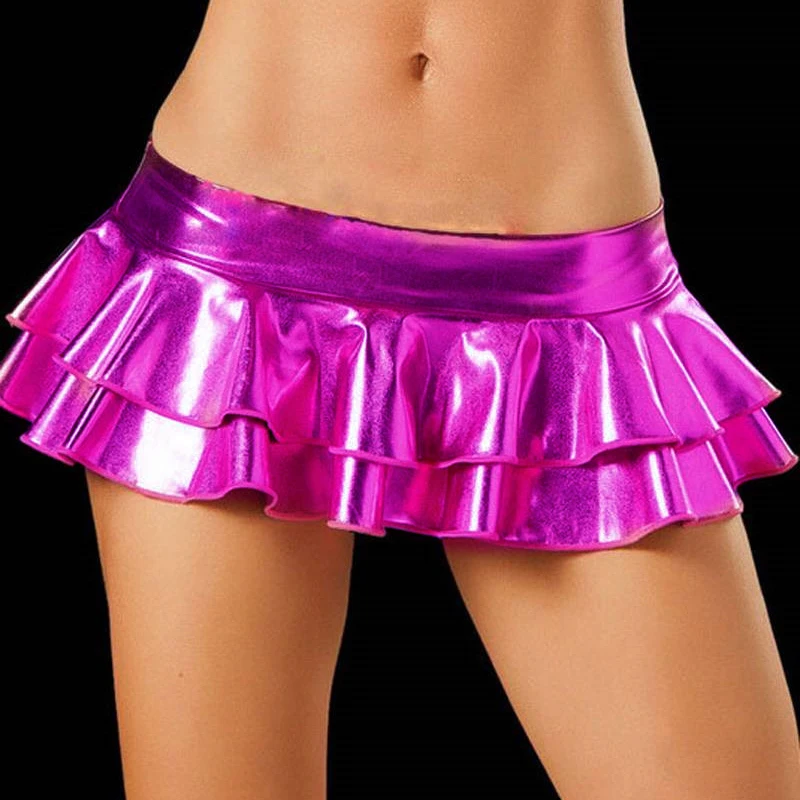 

Women Shiny Wet Look Micro Mini Skirt Clubwear Party Dance Costume Skir