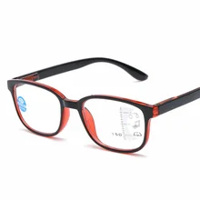 Прогрессивные очки для чтения Для мужчин Для женщин квадратный фильтр синего светильник, очки с оправой для ближнего и дальнего прицел диоптрий 1,0 1,5 2,0 2,5 3,0
