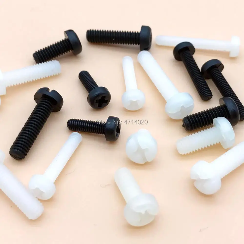 Phillips pan head screw M2 M2.5 M3 M4 Nylon Plastic Screw Bolt length 5mm-50mm 50pcs