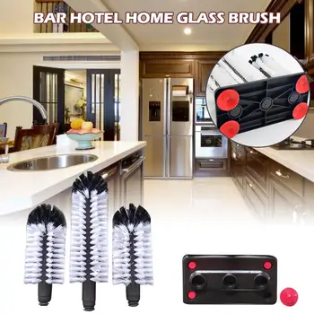 

Triple Brush Glass Washer Prevent breaking Wine Glasses Brush Cleaner for Bar Household