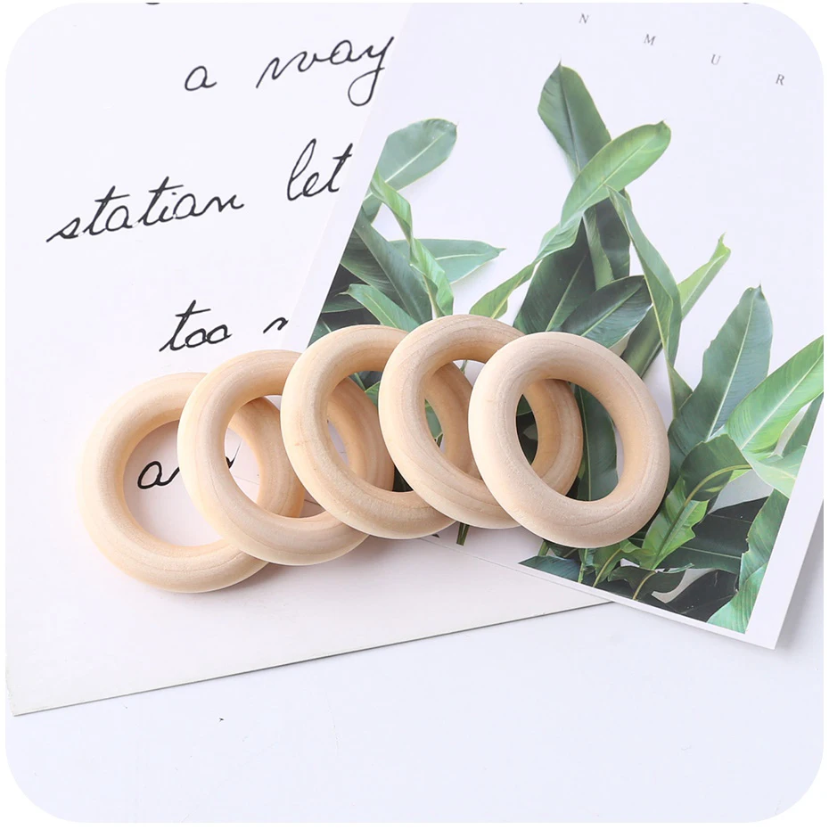 5Pc 70MM 자연  나무 젖니가 남 반지 Teether 나무  Teethers 어린이를위한  액세서리 DIY 공예 어린이 용품 장난감