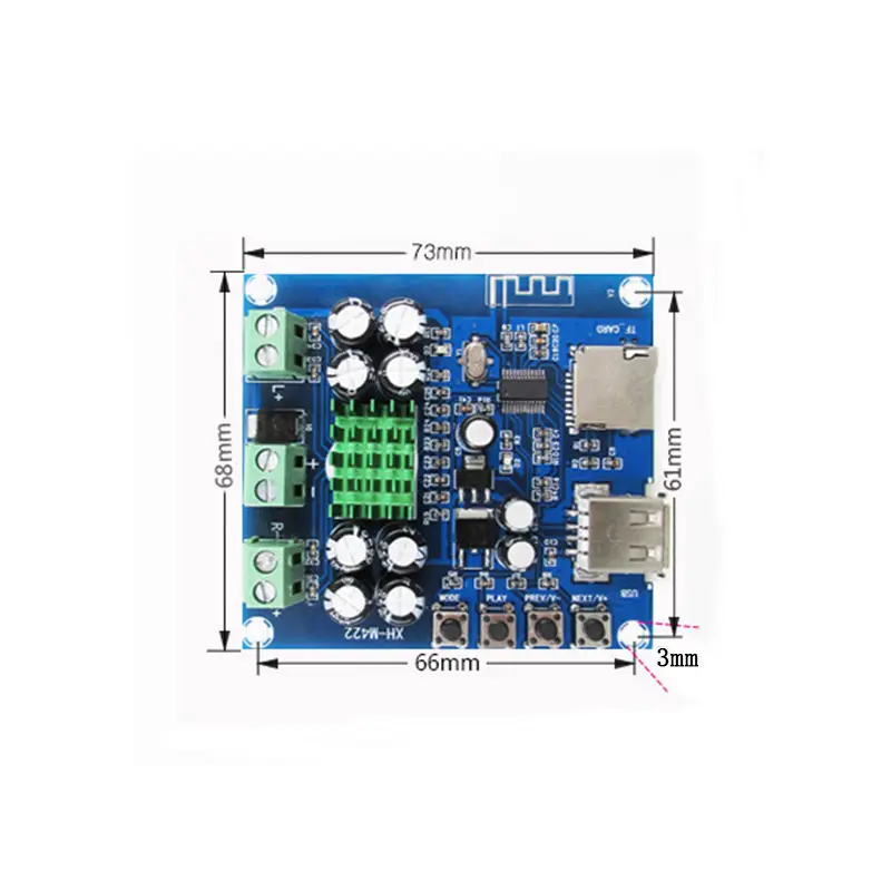 AABB Tpa3116D2 усилительная плата Bluetooth двухканальный 50 Вт + Dc 12 24 В Поддержка Tf карты U