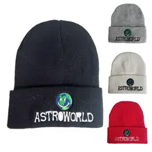 Новая Вязаная Шапка Travi$ Scott, вязаная шапка с вышивкой ASTROWORLD, лыжная теплая зимняя унисекс с изображением Трэвиса Скотта, Лыжные черепа и шапочки